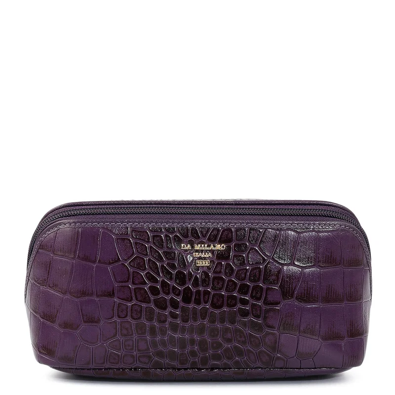 دا ميلانو Croco Leather Vanity Pouch - Grapevine